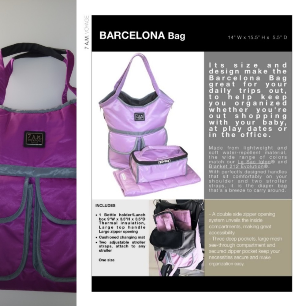 7. A.M Voyage Enfant Barcelona Diaper Bag, Grape - Picture 1 of 4